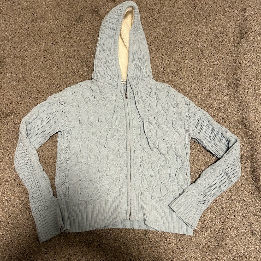 Derek Heart Light Blue and White Knit Sweater
